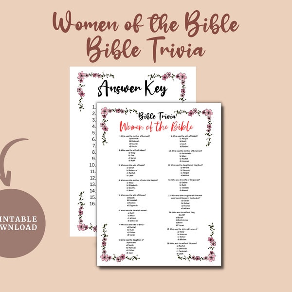 Bible Trivia Game Women of the Bible Family Game Party Game Sunday School Game Home School Game Digital Download Bible Study Game