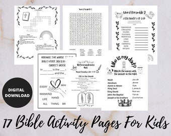 Bible Activity Pages For Kids And Adults. Bible Activities With Solution Pages. Bible School Activities. Digital Download