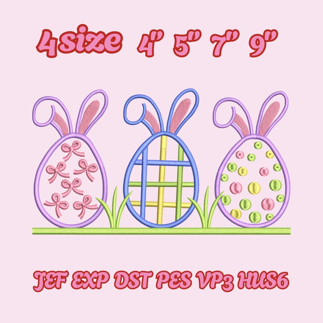 Egghead Designs Easter Bunny Egg Embroidery Design, Cute Easter Eggs Machine Embroidery ...