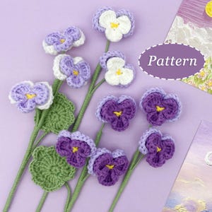 Pansy Flower Crochet Pattern | Flower Bouquet DIY Crochet Pattern | English