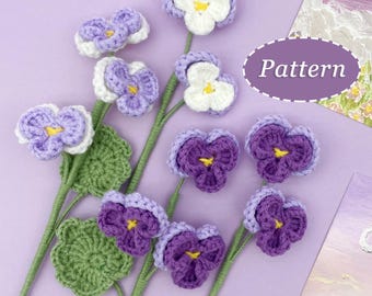 Pansy Flower Crochet Pattern | Flower Bouquet DIY Crochet Pattern | English