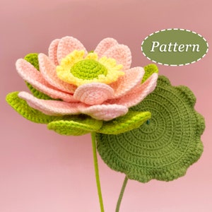 Lotus Water Lily Crochet Pattern | Flower Bouquet DIY Crochet Pattern | English