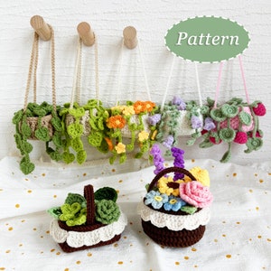 7in1 gehaakte potplant en manden | Wanddecoratie woondecoratie | Haakpatroon bloem plant fruit | Engels