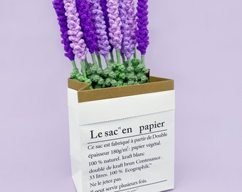 Flower Crochet Kit Lavenders with Paper Bag | Step-by-Step Video Tutorial | DIY Home Decoration Craft Gift Idea Purple