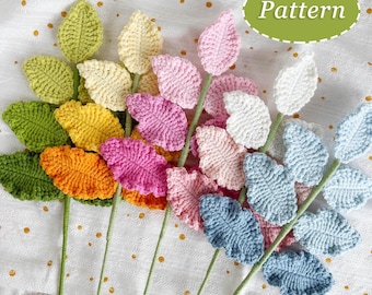 Rose Leaf Crochet Pattern | Crochet Flowers Bouquet | Digital Download PDF | English