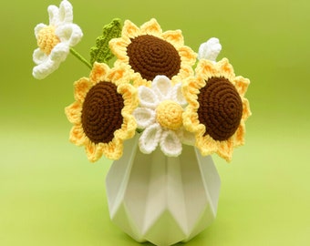 Flower Crochet Kit Sunflower & Daisy Flower | Step-by-Step Video Tutorial | DIY Home Decoration Craft Gift Idea