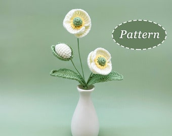 Poppy Crochet Pattern | Flower Bouquet DIY Crochet Pattern | English