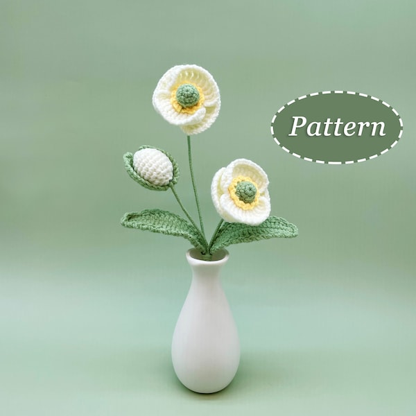 Poppy Crochet Pattern | Flower Bouquet DIY Crochet Pattern | English