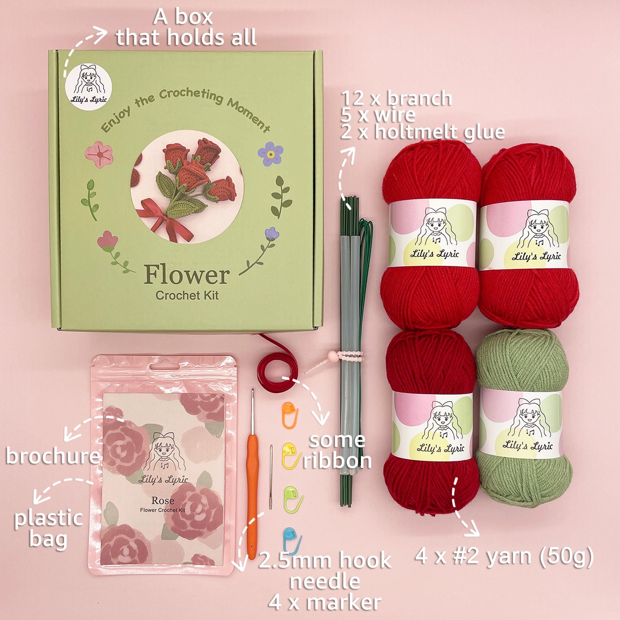 Crochet Kit For Beginners,Crochet Into A Flower Blanket,Foldable To Become A Bouquet,Include Crochet Yarn,Crochet Hooks And Tutorial,Mother's