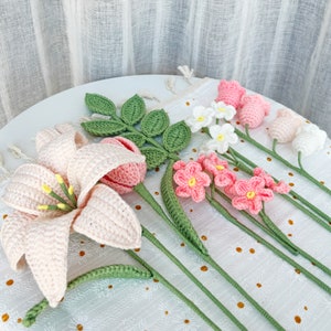 Flower Bouquet Crochet Pattern Bundle Lily, Tulip, Lily of the Valley, Forget-me-not, Ash Leaf DIY Handmade Craft Project English image 8