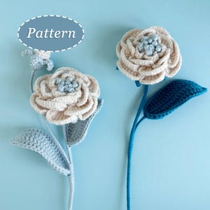 Modello all'uncinetto per camelie / Modello all'uncinetto fai da te per bouquet di fiori / Inglese
