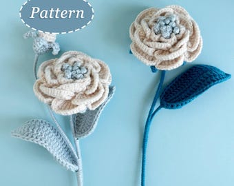 Camellia Crochet Pattern | Crochet Flowers Bouquet | Digital Download PDF | English