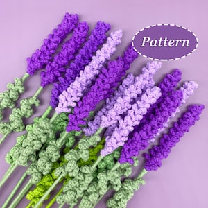 Modello all'uncinetto lavanda / Modello all'uncinetto fai da te per bouquet di fiori / Inglese