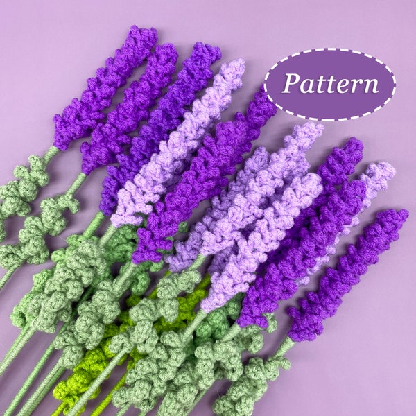Lavendel Häkelanleitung | Blumenstrauß DIY Häkelanleitung | Englisch