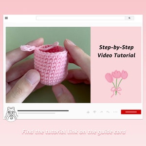 Kit de fleurs au crochet Pot de fleurs tulipe Tutoriel vidéo étape par étape Idée cadeau bricolage pour décoration d'intérieur violet et jaune image 7
