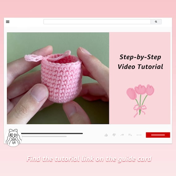 Flower Crochet Kit Tulip Flowerpot Step-by-step Video Tutorial DIY Home  Decoration Craft Gift Idea Purple&yellow 