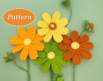 Galsang Flower Crochet Pattern | Flower Bouquet DIY Crochet Pattern | English