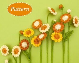 Small Daisy Flower Crochet Pattern | Flower Bouquet DIY Crochet Pattern | English