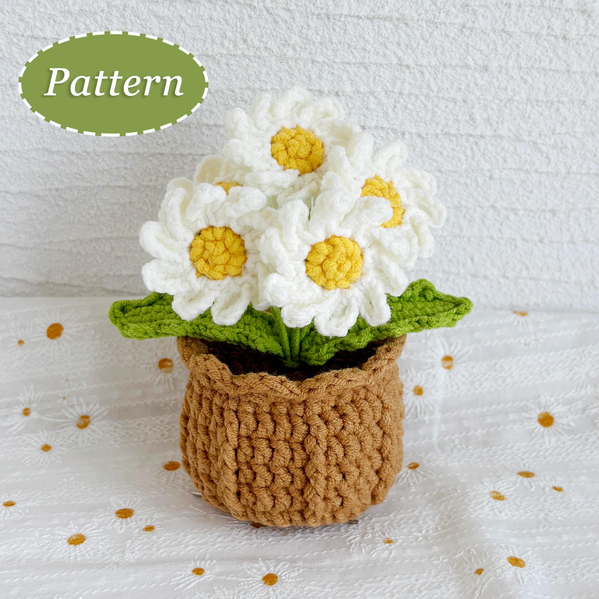 Daisy Flowerpot Crochet Pattern | Potted Flower Plant Crochet Pattern | English
