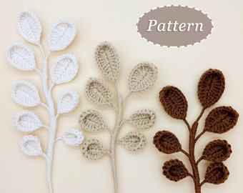 Eucalyptus Cinerea Crochet Pattern | Crochet Flower Leaf Pattern DIY | English