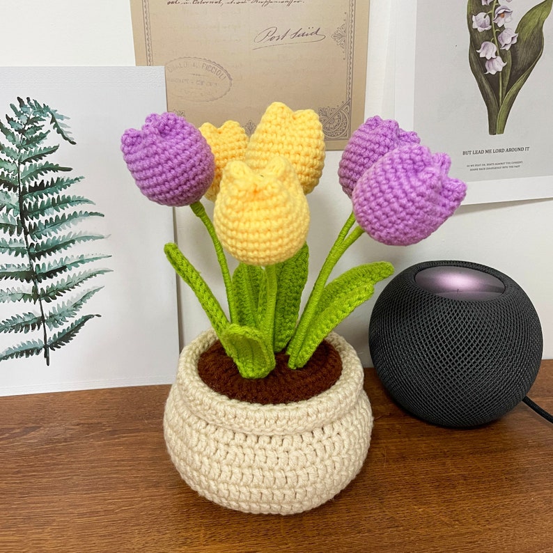 Tulip Flowerpot Crochet Pattern Flower Bouquet DIY Crochet Pattern English image 6