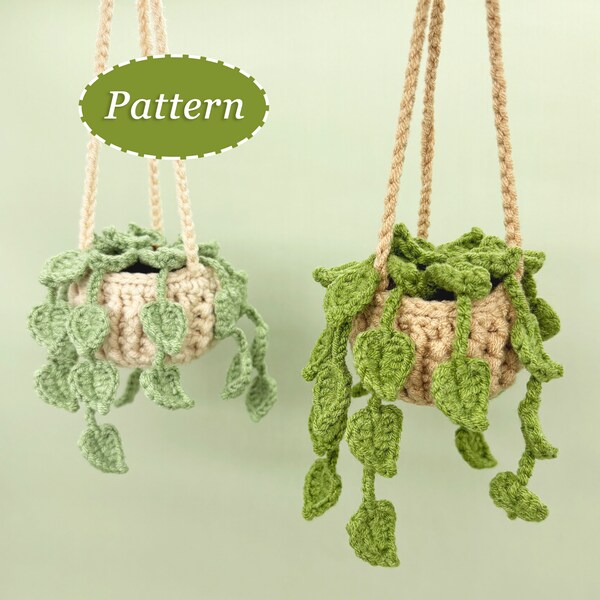 Tiny Pothos Crochet Pattern | Car Hanging DIY Home Decoration | Plant Crochet Pattern | English