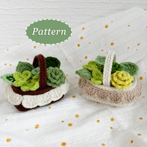 ミニ バスケット オブ リーフ かぎ針編み パターン | クラフト DIY 植物 かぎ針編み パターン | 英語
