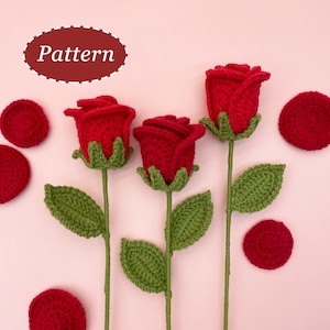 Modello all'uncinetto con rose / Modello all'uncinetto fai da te per bouquet di fiori / Inglese