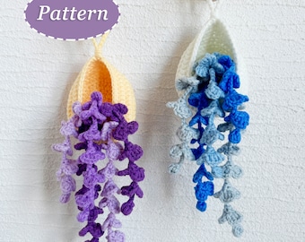 Wisteria Flower Crochet Pattern | Wall Car Hanging DIY Home Decoration | Flower Crochet Pattern | English