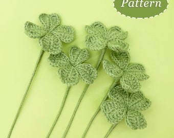 Clover 4-Leaf / 3-Leaf Clover Crochet Pattern | Flower Leaf DIY Crochet Pattern | English