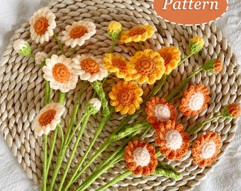 Daisy Crochet Pattern | Crochet Flowers Bouquet | Digital Download PDF | English