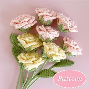 Cappuccino Rose Häkelanleitung | Blumenstrauß DIY Häkelanleitung | Englisch