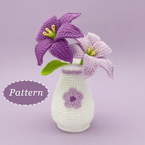 Small Lily with Vase Crochet Pattern | Flower Bouquet DIY Crochet Pattern | English