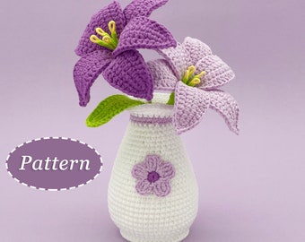 Small Lily with Vase Crochet Pattern | Flower Bouquet DIY Crochet Pattern | English