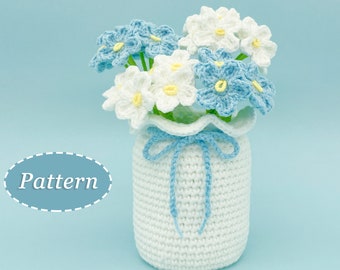 Forget-me-not Vase Crochet Pattern | Flower Bouquet DIY Crochet Pattern | English
