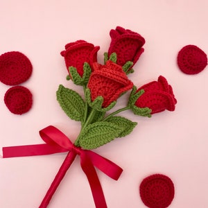 Flower Crochet Kit Red Rose | Step-by-Step Video Tutorial | DIY Home Decoration Craft Gift Idea