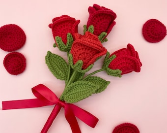 Flower Crochet Kit Red Rose | Step-by-Step Video Tutorial | DIY Home Decoration Craft Gift Idea