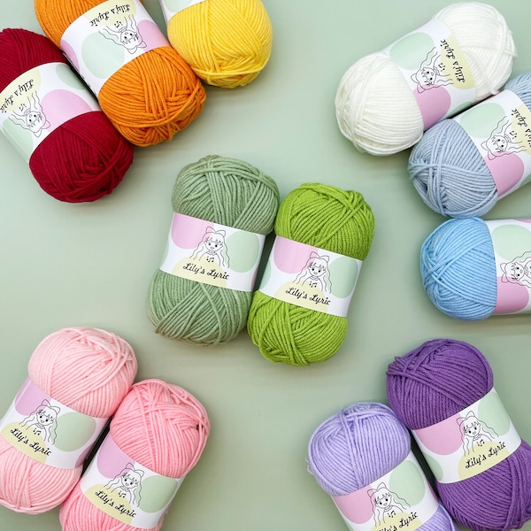 60 Colors #2 Fine (Sport) 4ply | Vibrant Yarn 50g/1.8oz | 120m/130yd | Yarn for Crocheting and Knitting | by Lily's Lyric