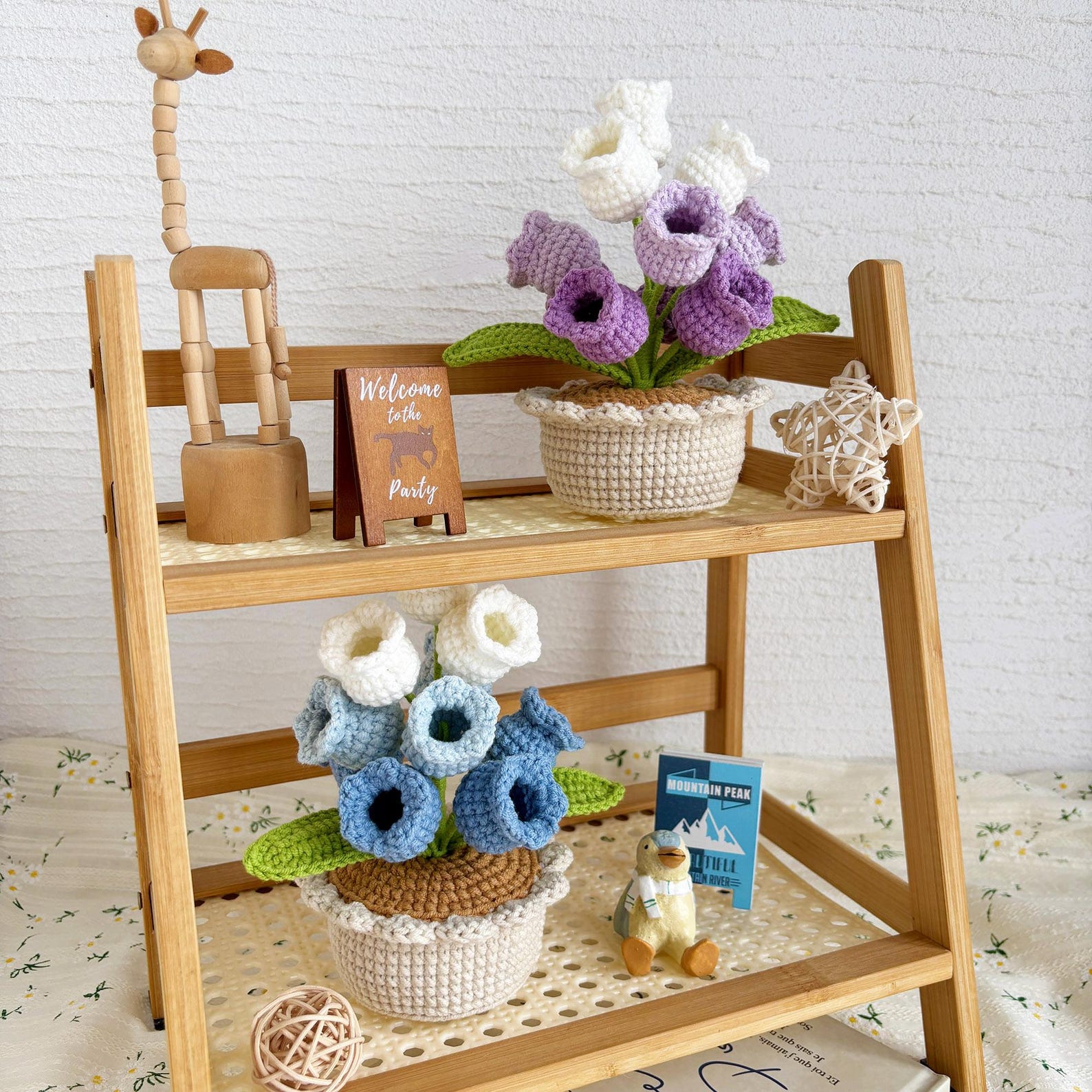 Gehäkelte Topfblumen im Set