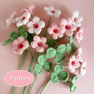 Sauerklee Blume mit kleinem Kleeblatt Häkelanleitung | Blumenstrauß DIY Häkelanleitung | Englisch