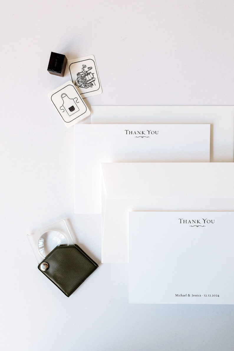 Classic Letterpress Thank You Cards With Personalized Wording Etsy