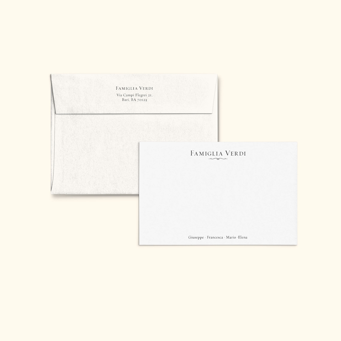 Personalized Family Stationery Set / Handmade Paper Personal Notecards