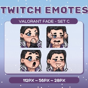 FADE Valorant Emote Pack - Set C - Twitch Discord Fade Cute Chibi Valorant Agent Icons Emotes