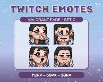 FADE Valorant Emote Pack - Set C - Twitch Discord Fade Cute Chibi Valorant Agent Icons Emotes