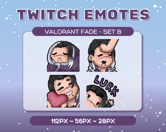 FADE Valorant Emote Pack - Set B - Twitch Discord Fade Cute Chibi Valorant Agent Icons Emotes