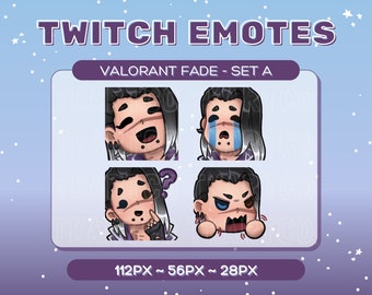 FADE Valorant Emote Pack - Set A - Twitch Discord Fade Cute Chibi Valorant Agent Icons Emotes