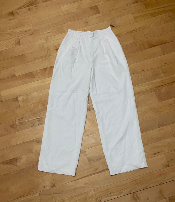 White Vintage pleated pants - image 1