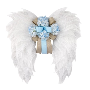 Memorial Angel Wings, Sympathy Angel Wing Wreath, Light Blue Remembrance Decor, Bereavement Gift, Comfort Memorial Decor