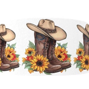 1,5&quot;(1 yard) cowgirl-laarzen Western Flower Country Ranch bedrukt grosgrain lint knutsellint abstract