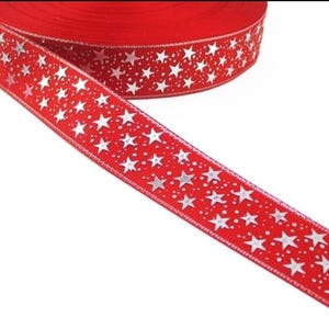1"(1 Yard) Silberfolie geprägte USA 4th of Jul Flagge Ripsband Basteln Haarschleife Haarschleife Ripsband Schleife Girly Girly